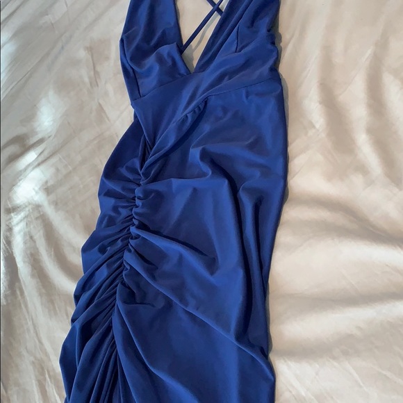 Royal Blue Long Dress with Slit - Picture 7 of 7